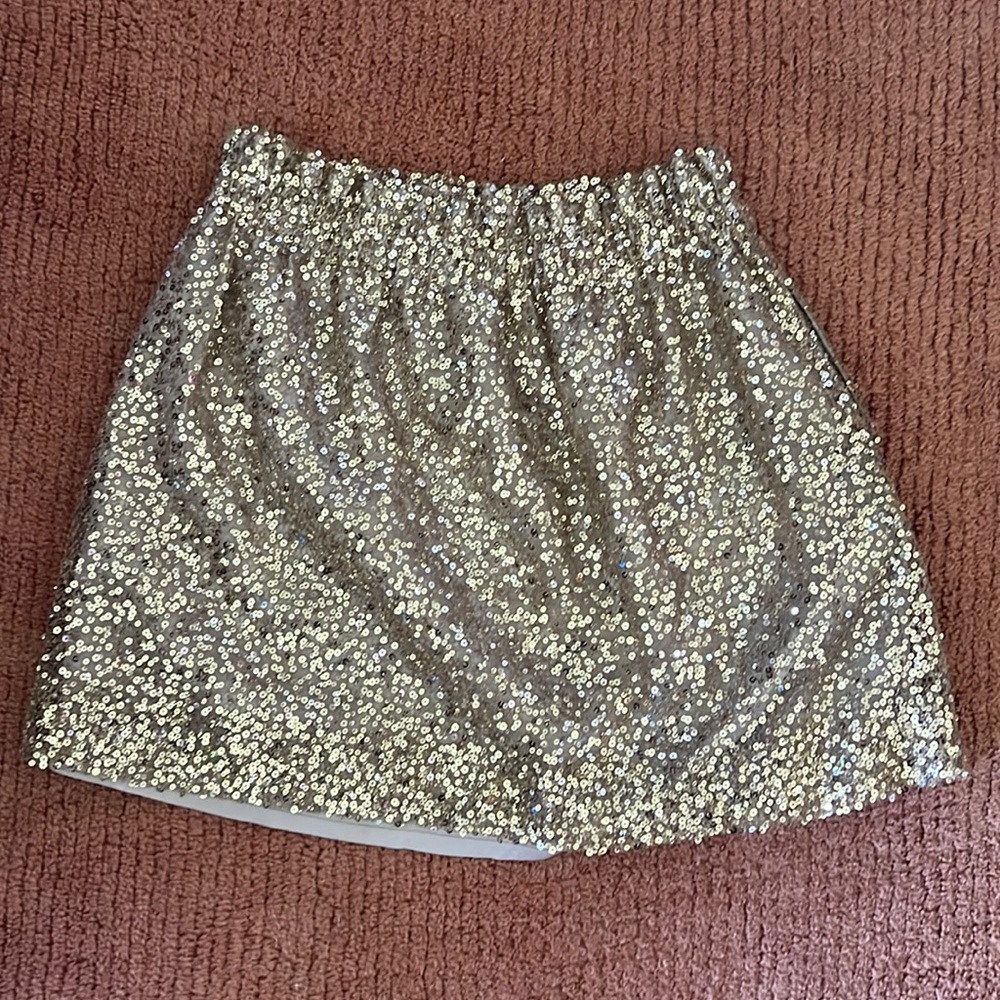 J.Crew gold sequin mini skirt size 6